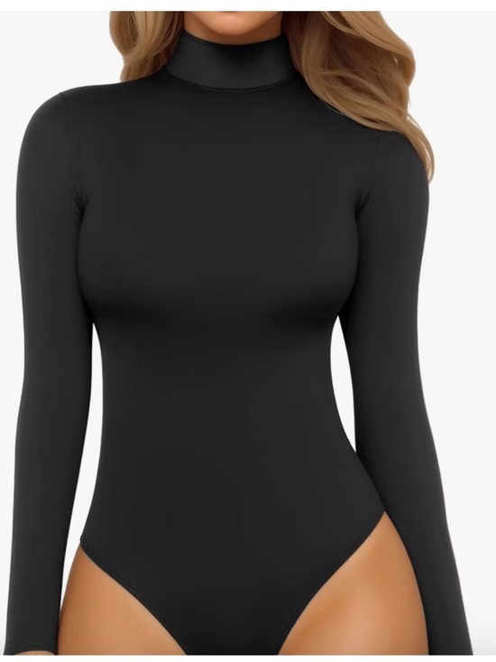 Mangopop Tops - Mangopop Black Long Sleeve Mock Neck Turtleneck Bodysuit Size Medium